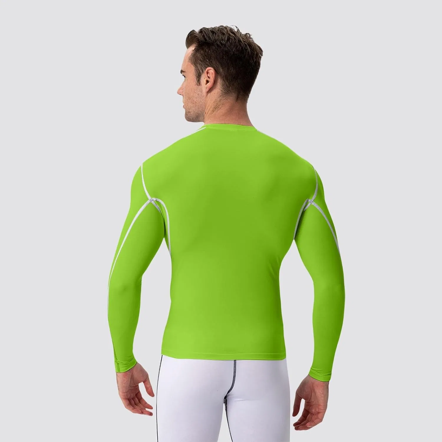 Мужская компрессионная футболка с длинным рукавом Miyaomn, Light Green — фото 4