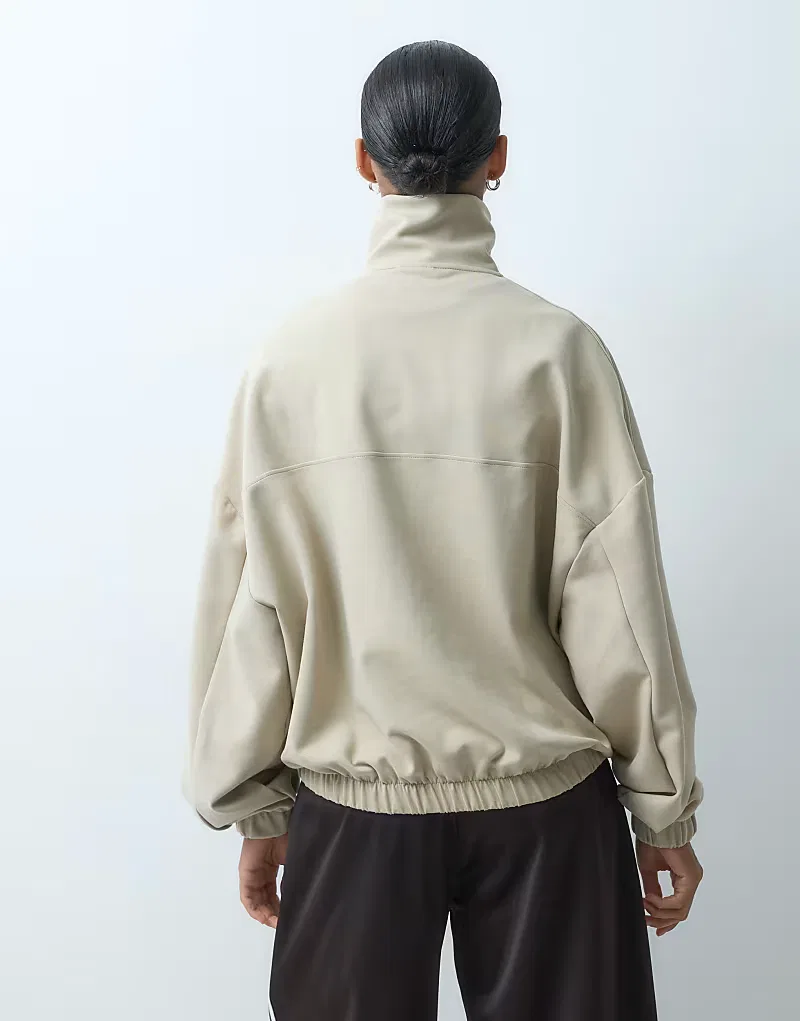 Мягкая на ощупь куртка-рубашка на молнии Adidas Originals, светлый хаки — фото 4