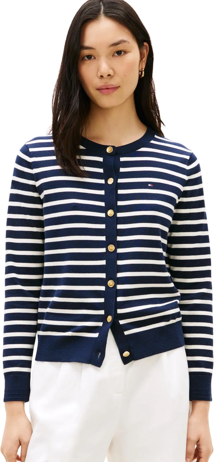 Женский кардиган с пуговицами Fine Jersey Tommy Hilfiger, Blue (Dark Night Navy/Ivory Petal Stp)