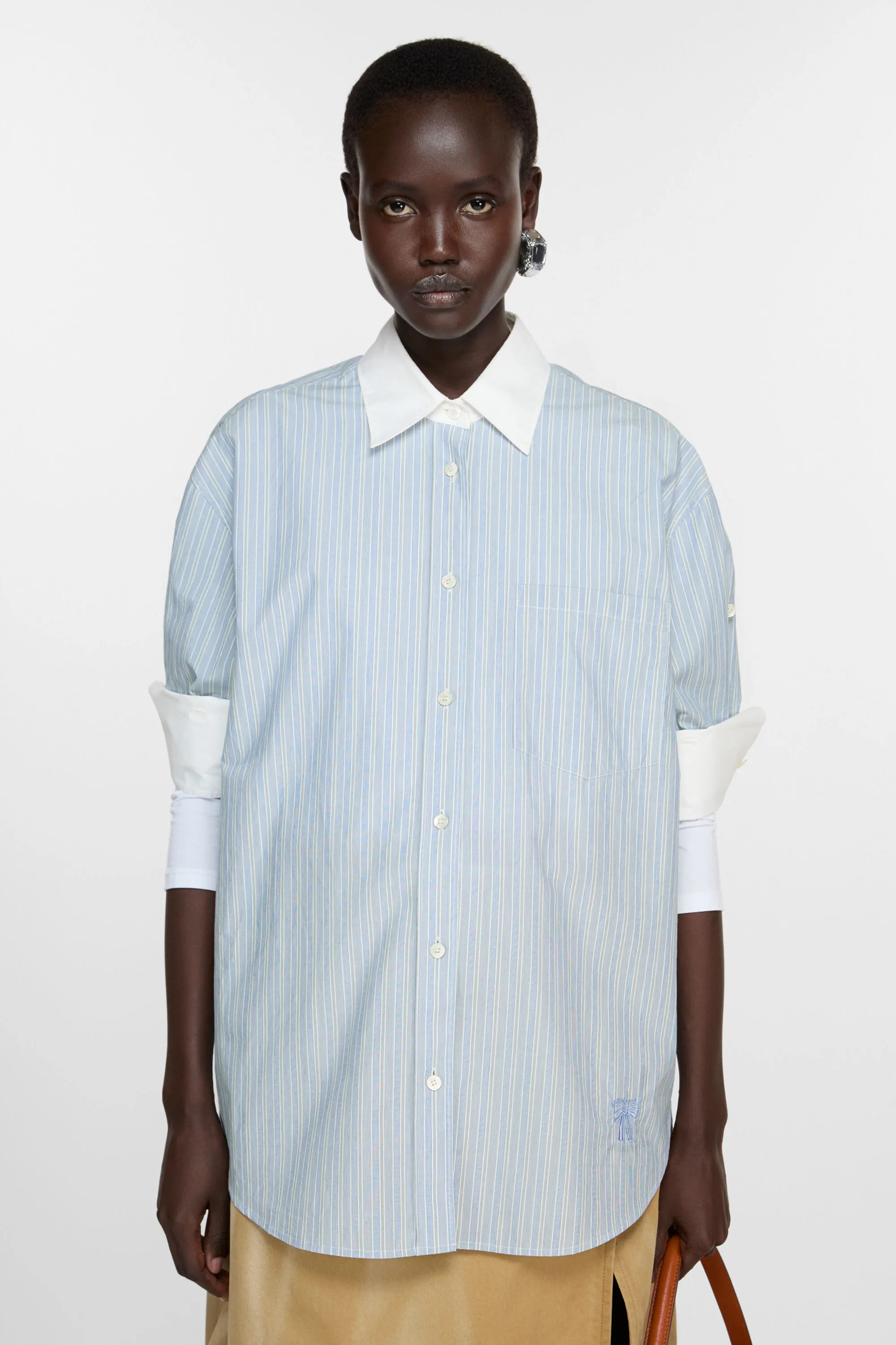

Рубашка с коротким рукавом Acne Studios, сине-белый