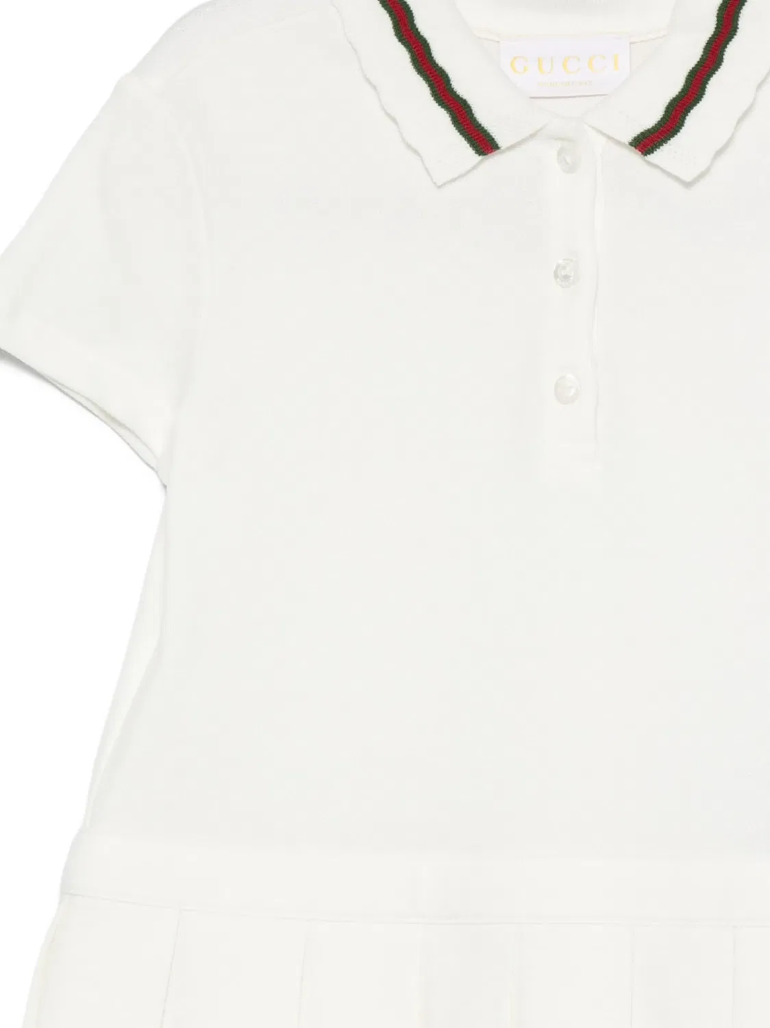 Плиссированное платье с отделкой Web Gucci Kids, белый — фото 3