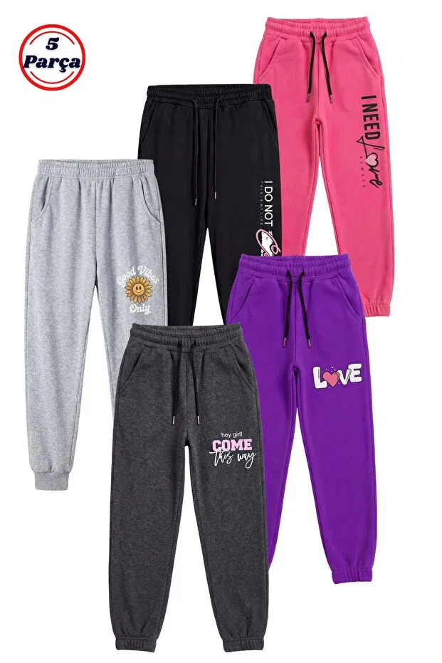 Детский комплект спортивных штанов для девочек с принтом Ya Ko Kids, Fuchsia-Black-Gray-Purple-Smoky