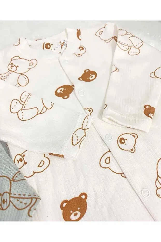 Детский комбинезон-двойка для мальчиков с принтом Teddy Bear Myzi Store, Haki/Krem — фото 3