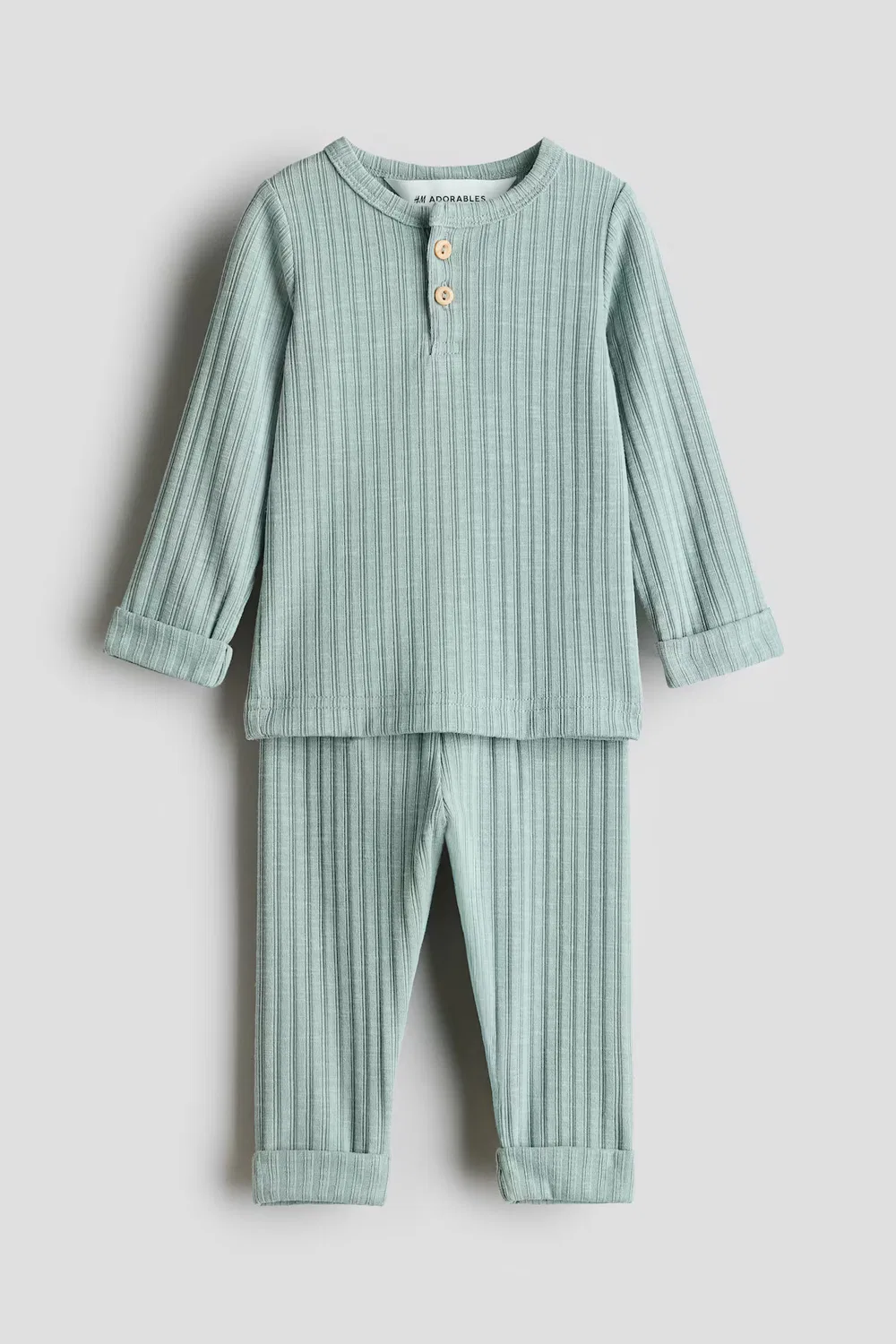 Комплект из двух предметов, изготовленный из ребристого трикотажа H&M, Hellgrün