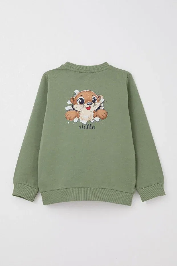Детский комплект спортивного костюма для мальчиков с принтом Breeze, Khaki Green — фото 4
