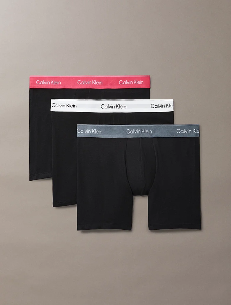 Комплект трусов Calvin Klein Icon Cotton Stretch, 3 предмета, черный/дымчато-серый/белый/красный