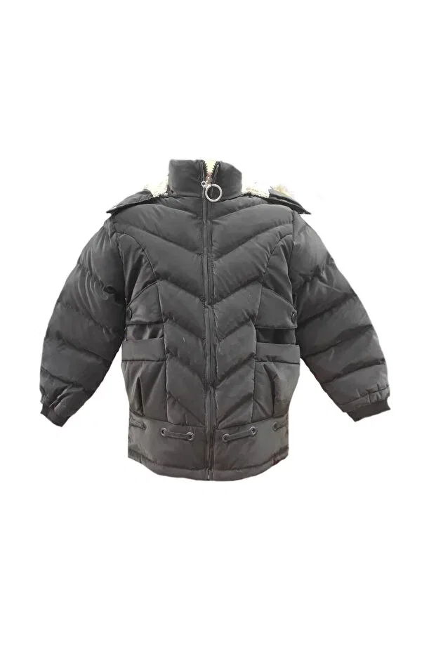 Детское пальто для девочек на молнии с капюшоном Lifeformoda, Black — фото 2
