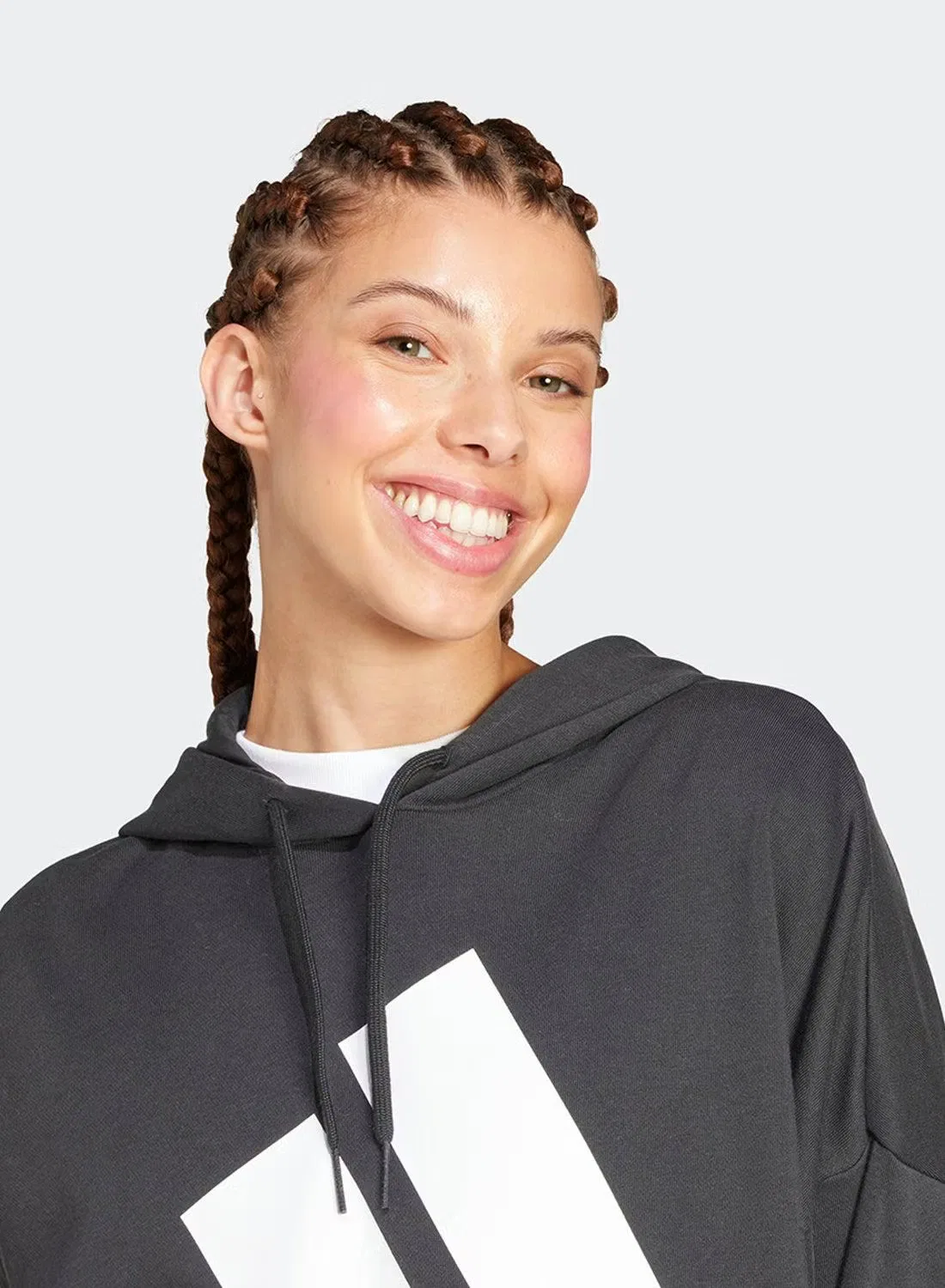 Худи с логотипом свободное Essentials big logo french terry Adidas, черный — фото 4