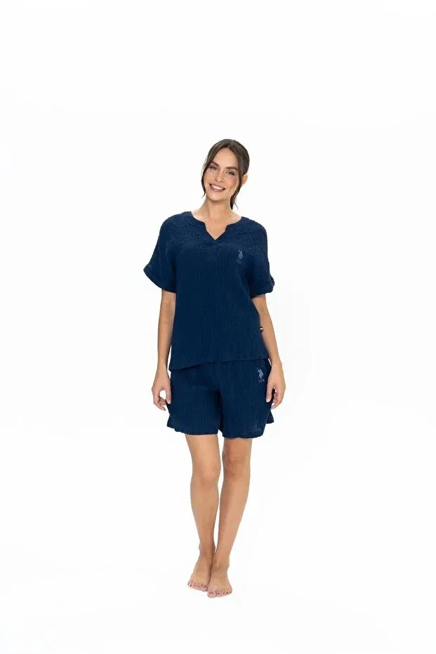 Женский хлопковый комплект пижамных шорт U.S. Polo Assn., Navy Blue