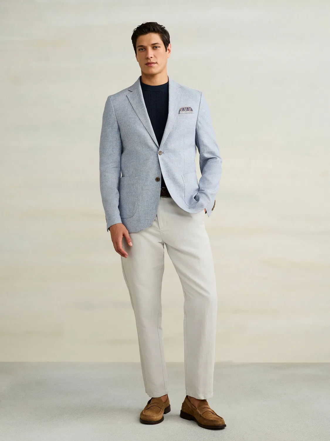 Блейзер из льняной смеси с текстурой, Chambray Blue Next — фото 2