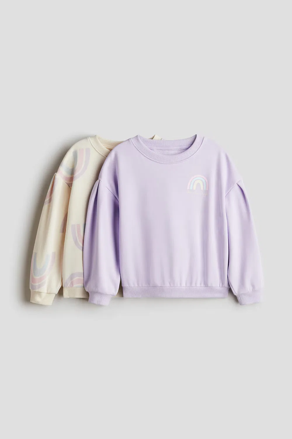Комплект из двух толстовок с пышными рукавами H&M, Helllila/Regenbögen