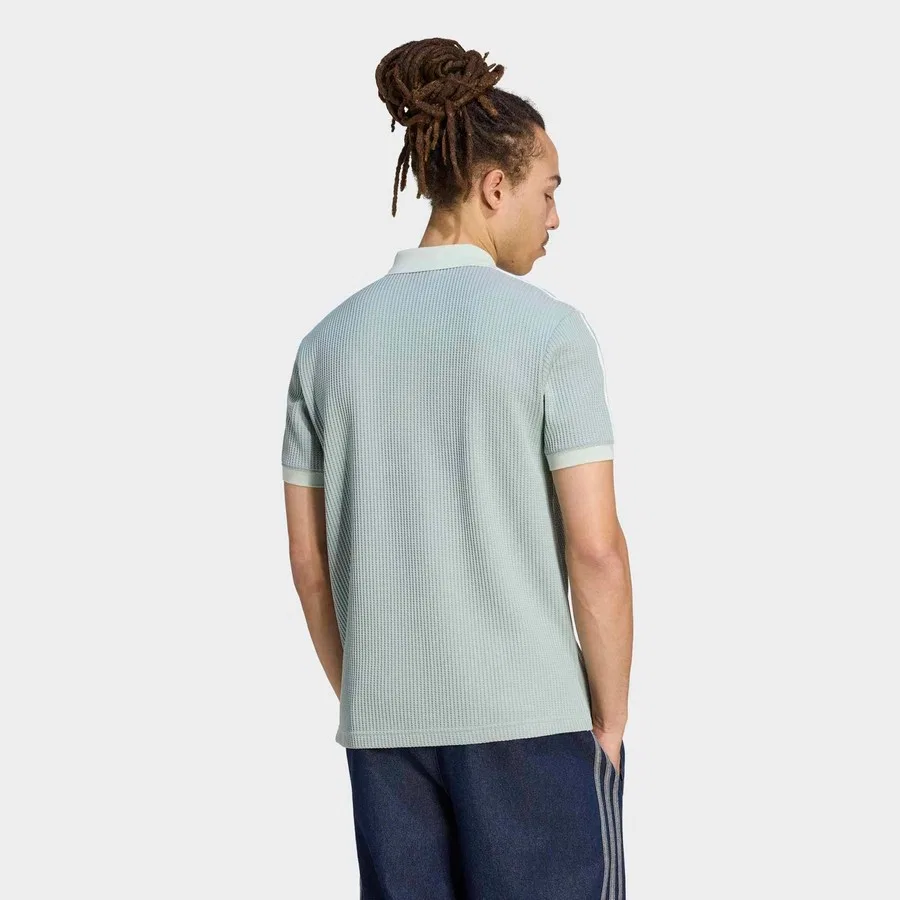 Мужское поло с вафельной текстурой adidas Waffle, Зеленый — фото 2