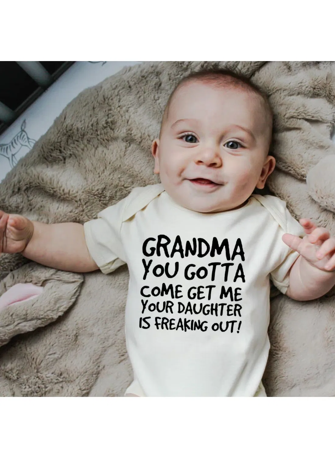 Боди-комбинезон с принтом Grandma you come get me Matching Family Outfits, синий — фото 2