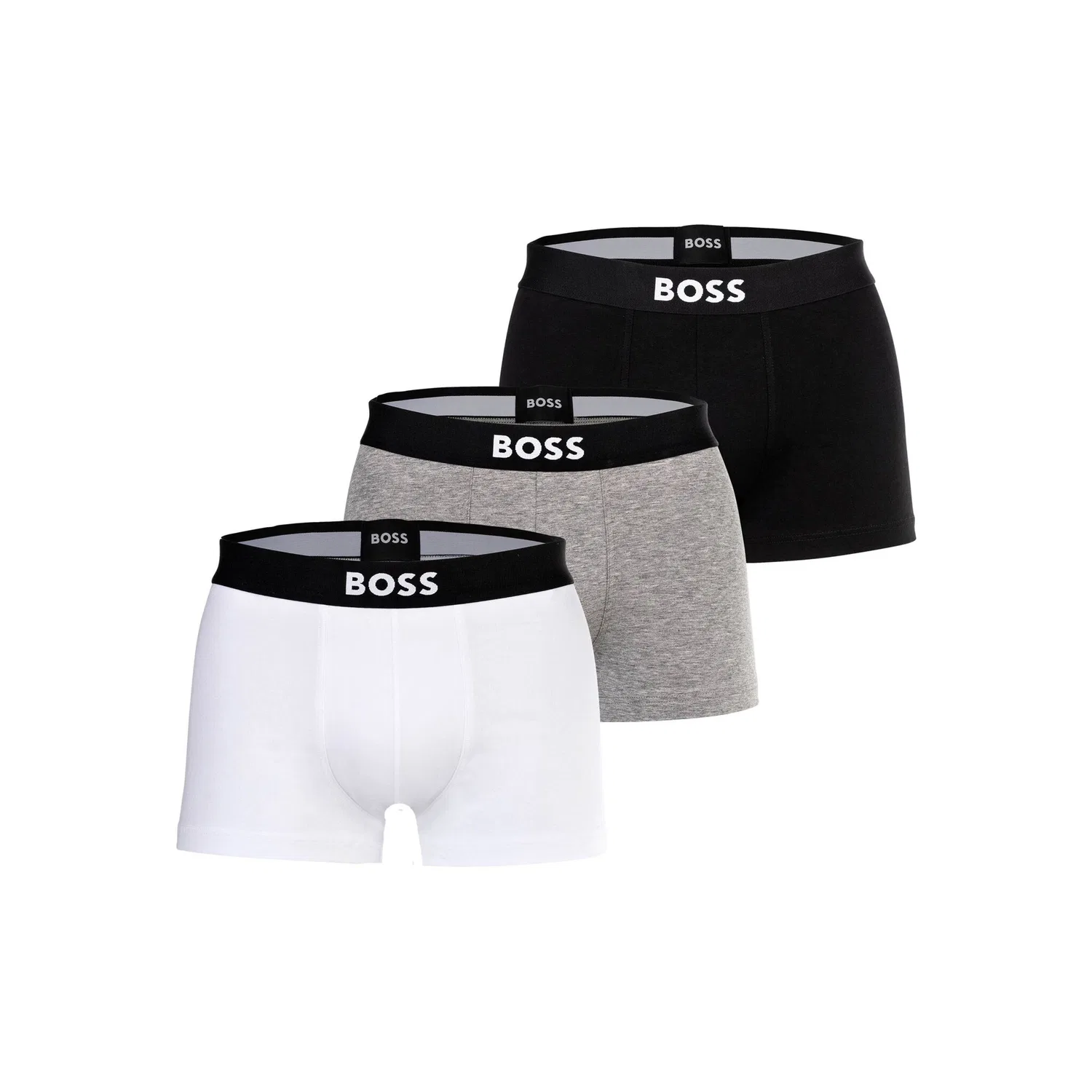 Мужские боксеры-трусы из хлопка с эластаном BOSS, Black/Gray/White