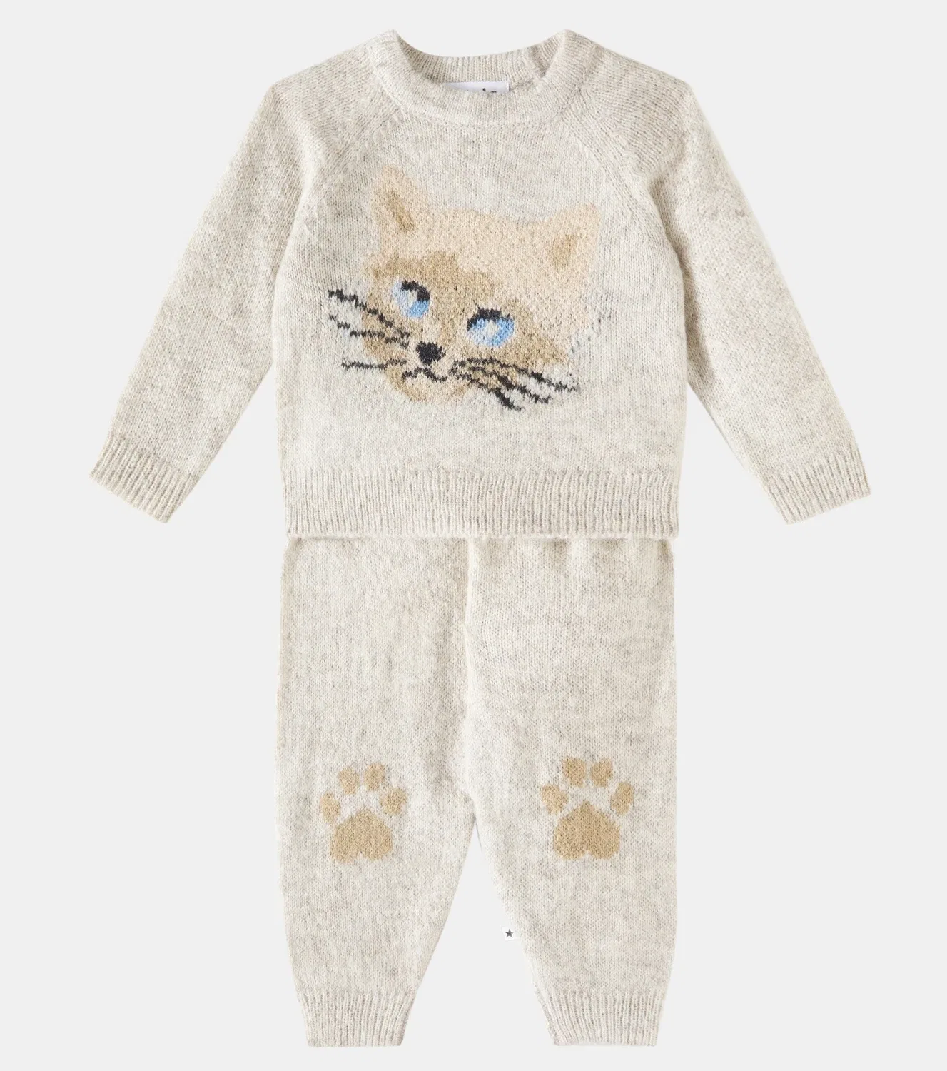 Комплект из свитера и брюк из смесовой альпаки Kitten Knit Molo, бежевый — фото 2