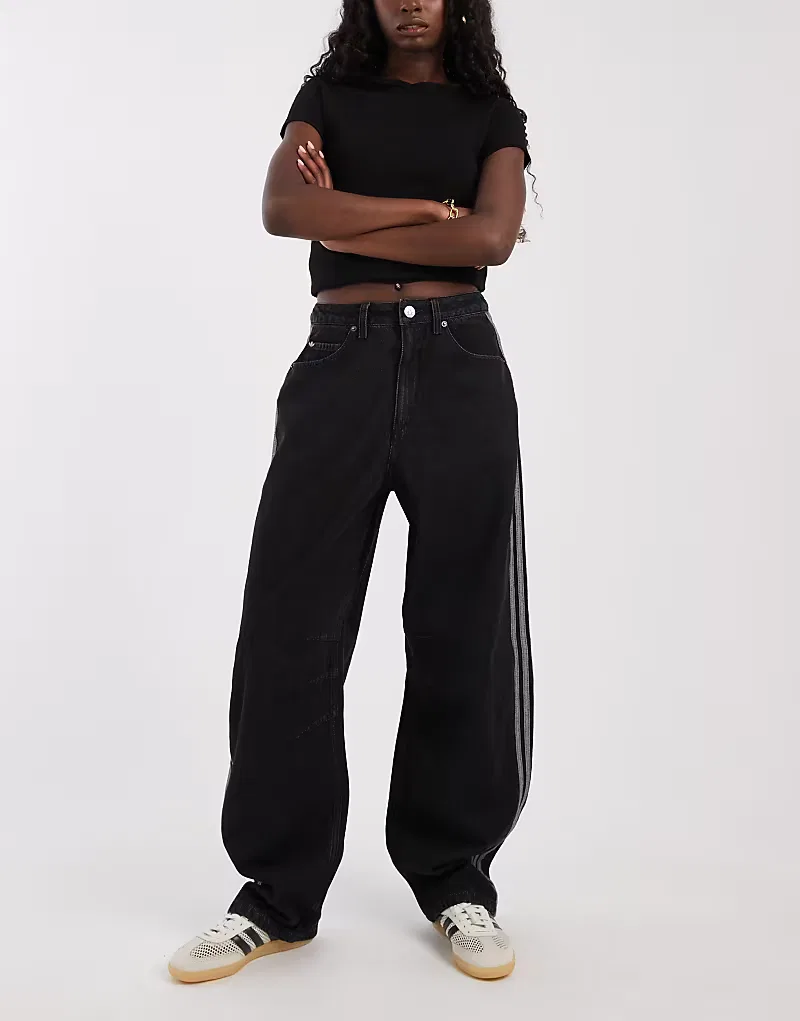 Джинсы Adidas Originals с завышенной талией, черный