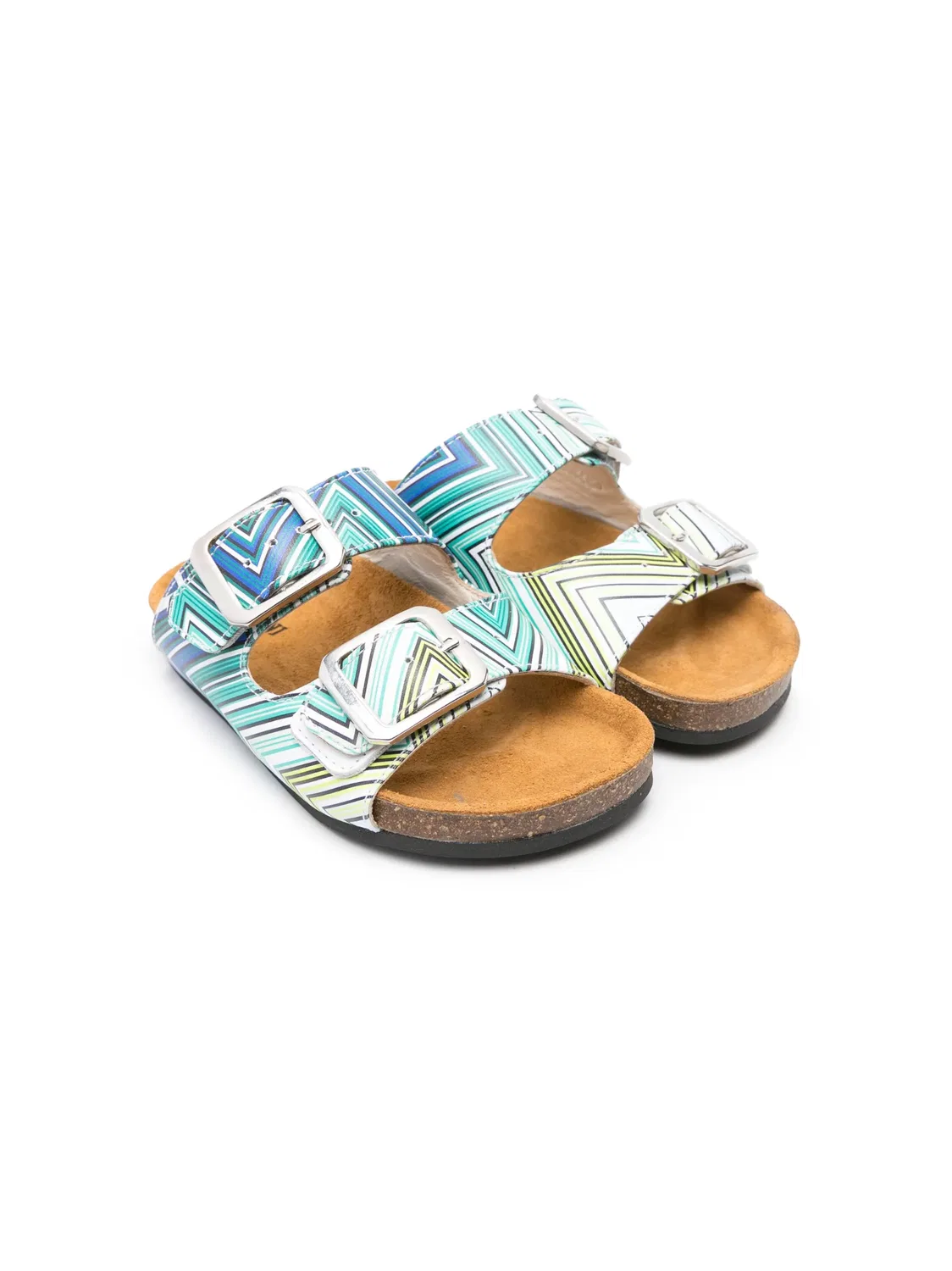 Сандалии на плоской подошве с зигзагообразным принтом Missoni, зеленый