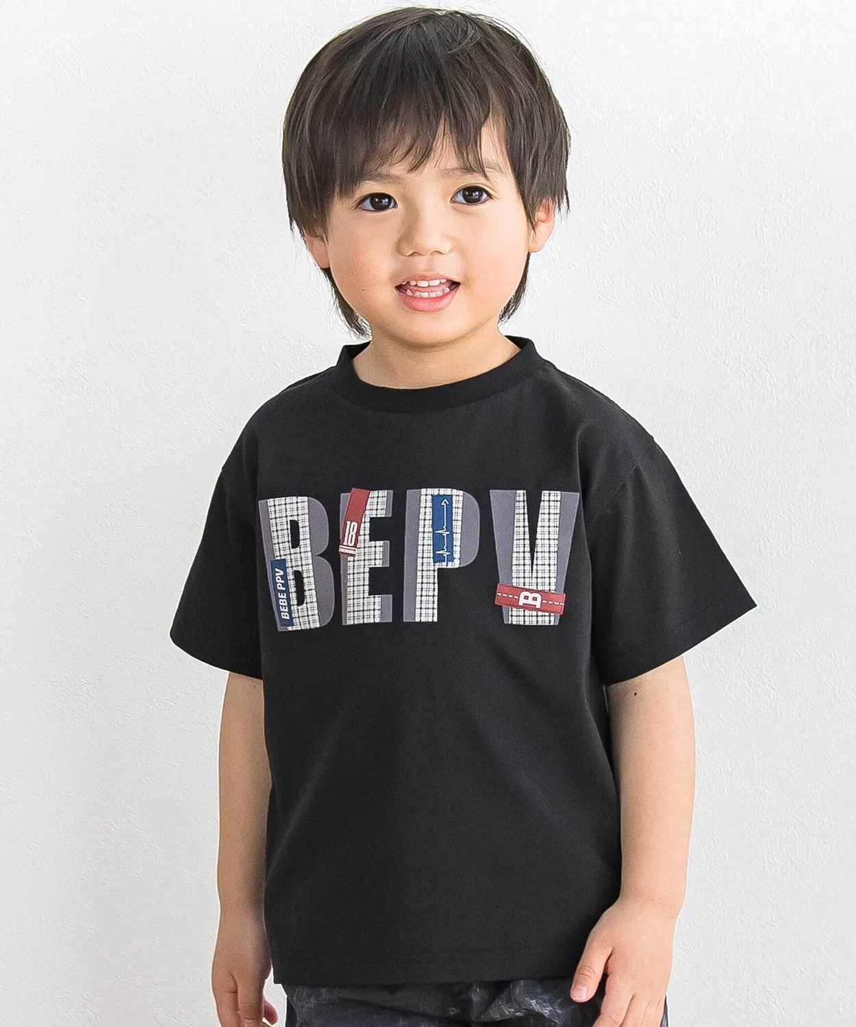 Детская футболка с принтом Check Logo BeBe Petits Pois Vert, Black
