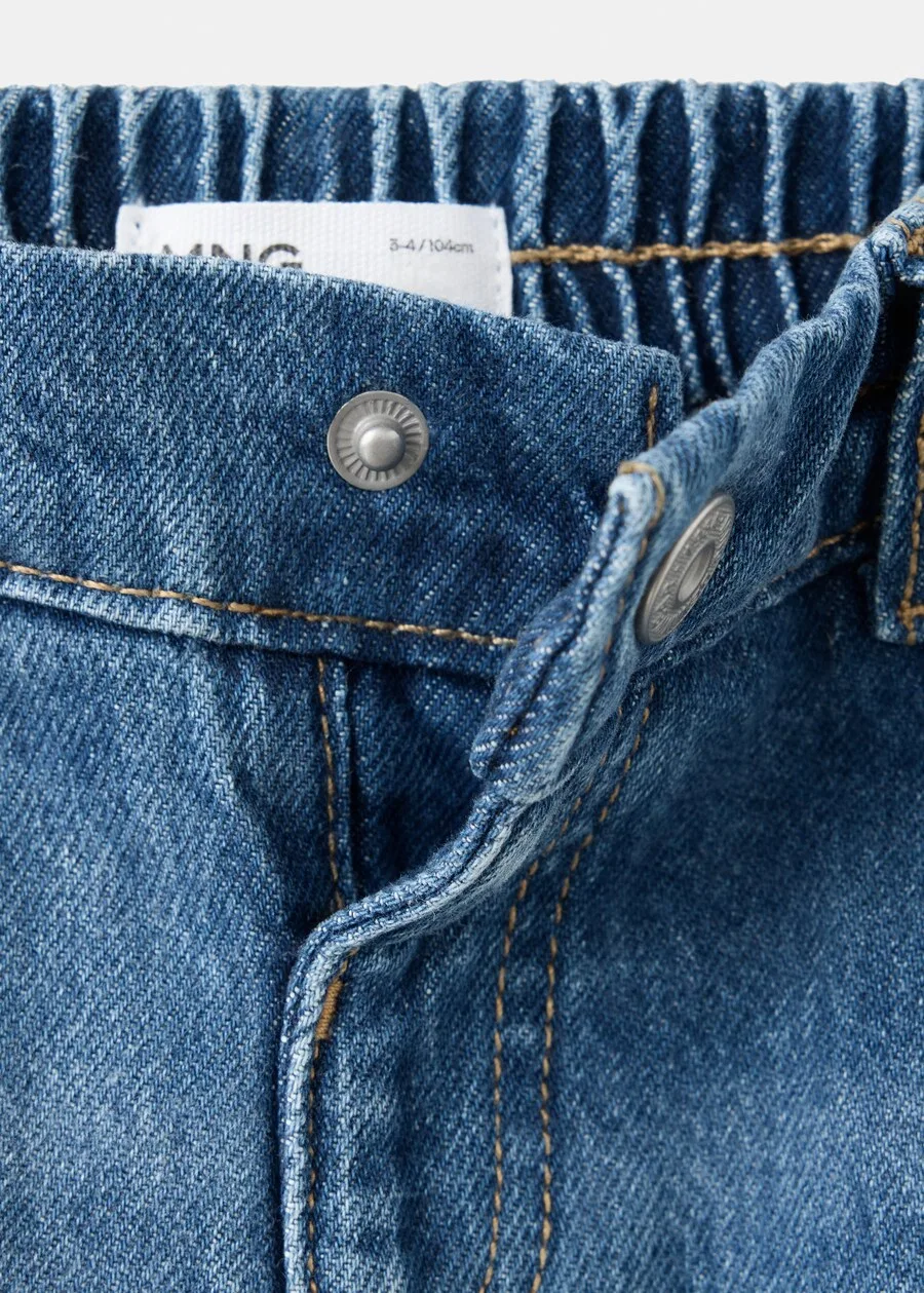 Детские джинсы MANGO KIDS Barrel Jeans синего цвета — фото 3