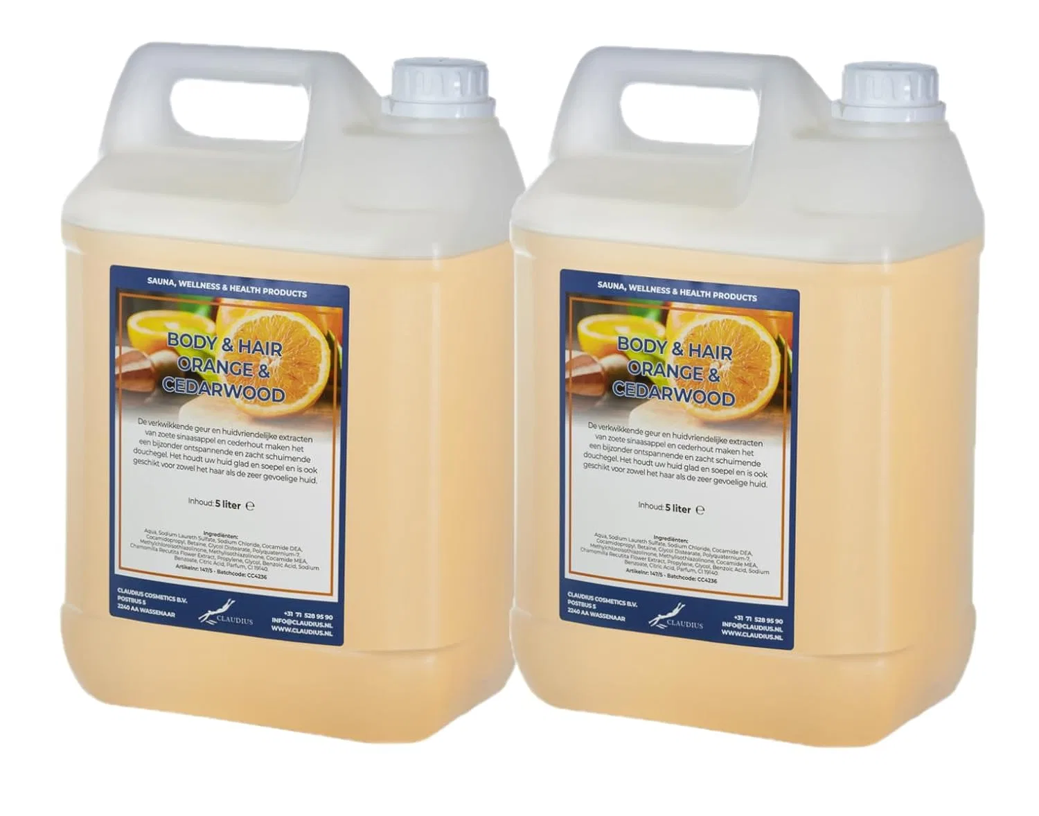 Шампунь и гель для душа 2-в-1 Sweet Orange & Cedarwood Claudius, набор 2 шт., 5 л