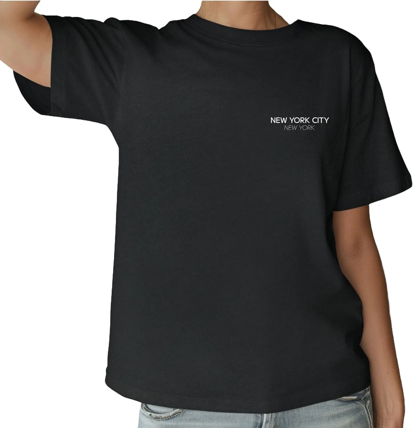 Женская футболка с изображением силуэта Манхэттена Comfort Colors 1717, Black — фото 2