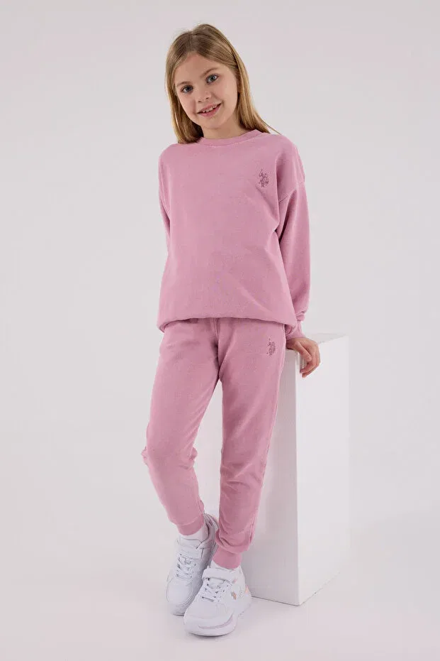 Детский спортивный костюм для девочек с принтом U.S. Polo Assn., Pink — фото 2