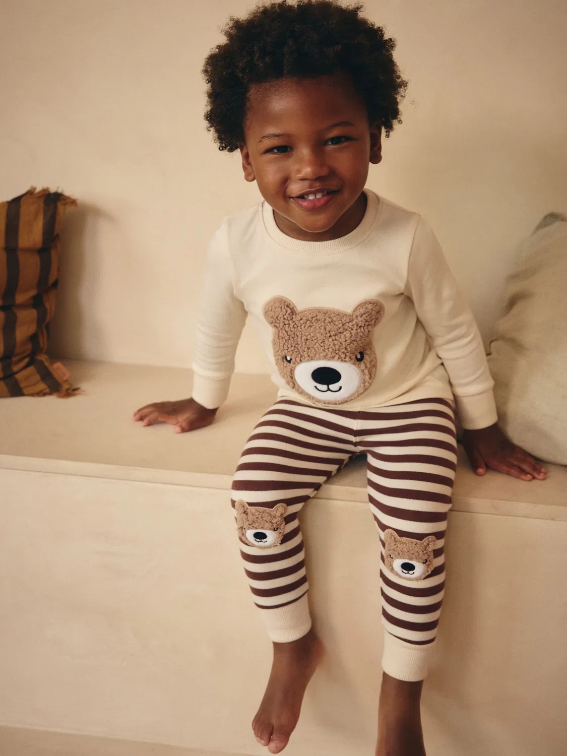 Пижама Snuggle Pyjamas 3 Pack Next, коричневый/кремовый — фото 3