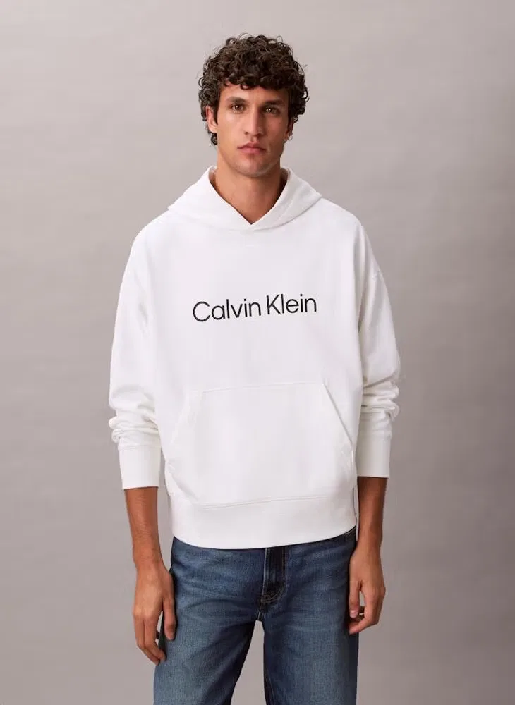Худи с капюшоном с логотипом Calvin Klein, белый