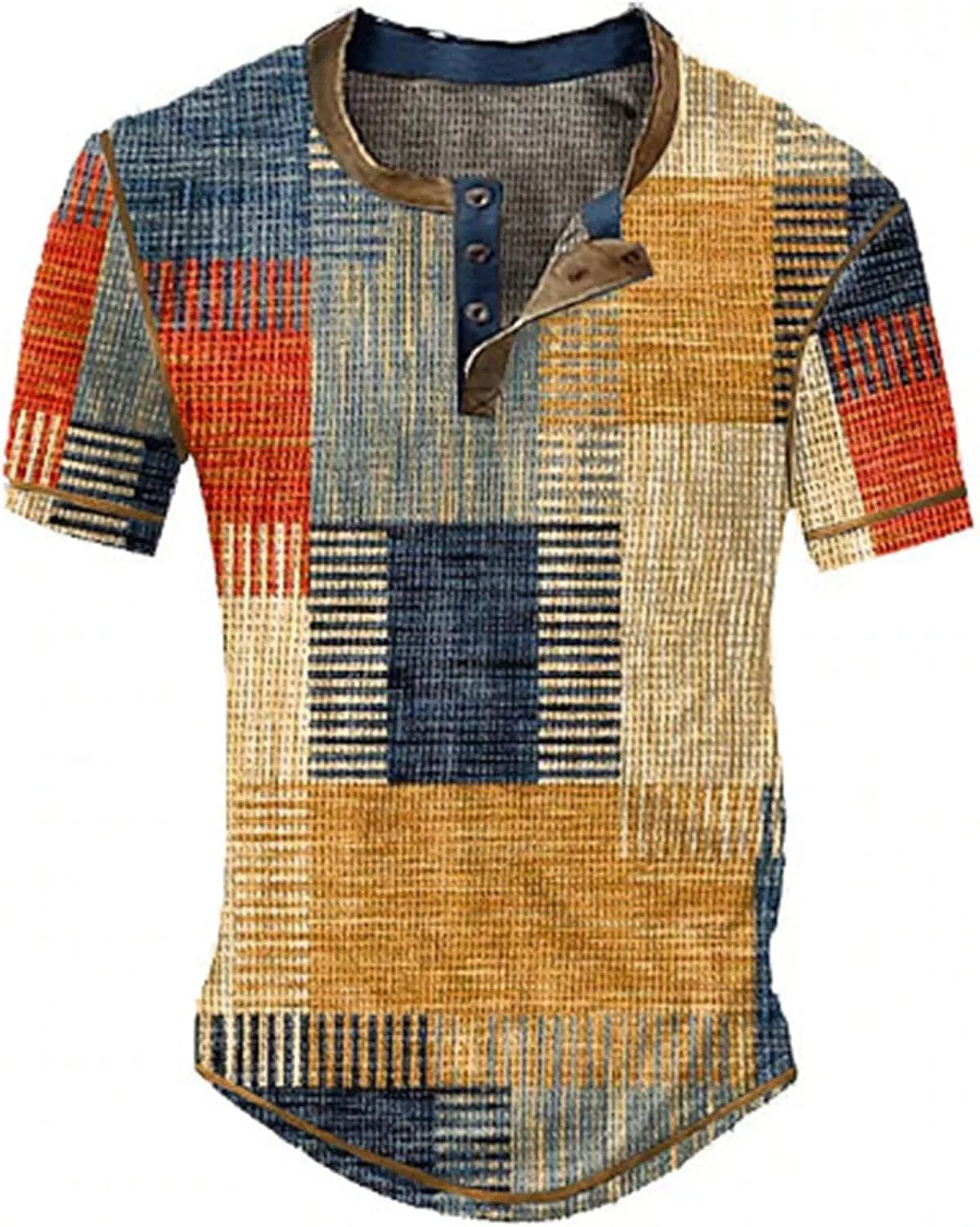Мужская футболка с принтом Henley Color Block, Yellow