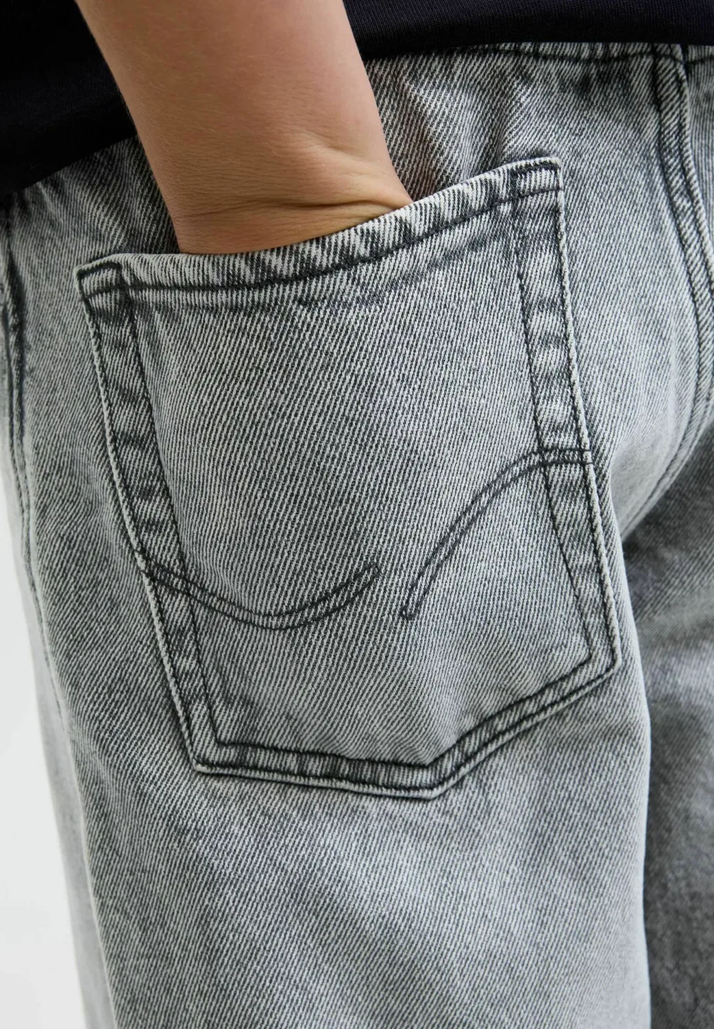 Свободный крой jjichris jjoriginal at 164 jnr junior - джинсы свободного кроя Jack & Jones Junior, Grey Denim — фото 4