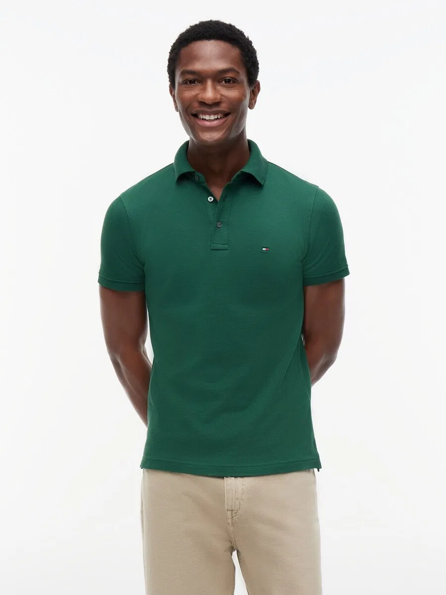 Рубашка TOMMY HILFIGER '1985 Slim Fit' темно-зеленого цвета — фото 2