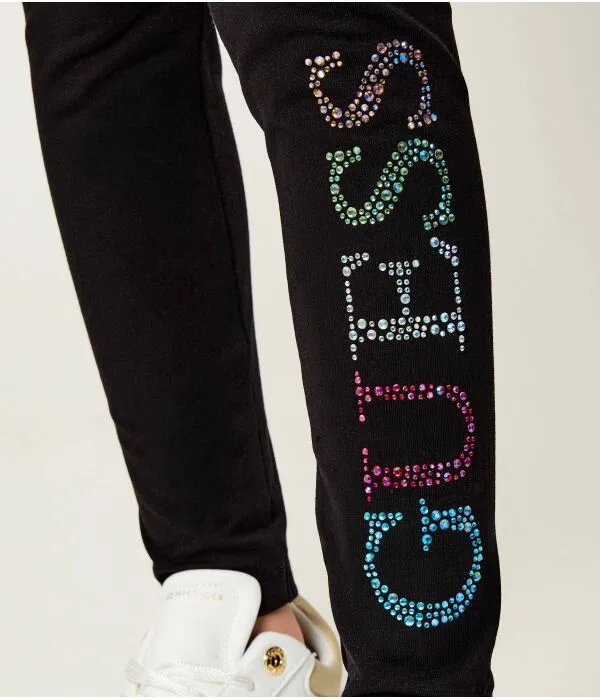 Детские леггинсы для девочек с принтом Leggings Guess, черный — фото 4