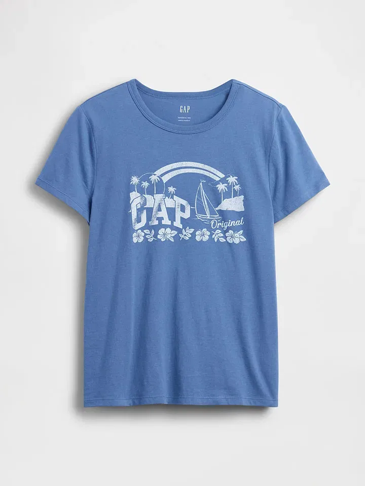 Женская футболка с графическим принтом GAP, Blue — фото 3