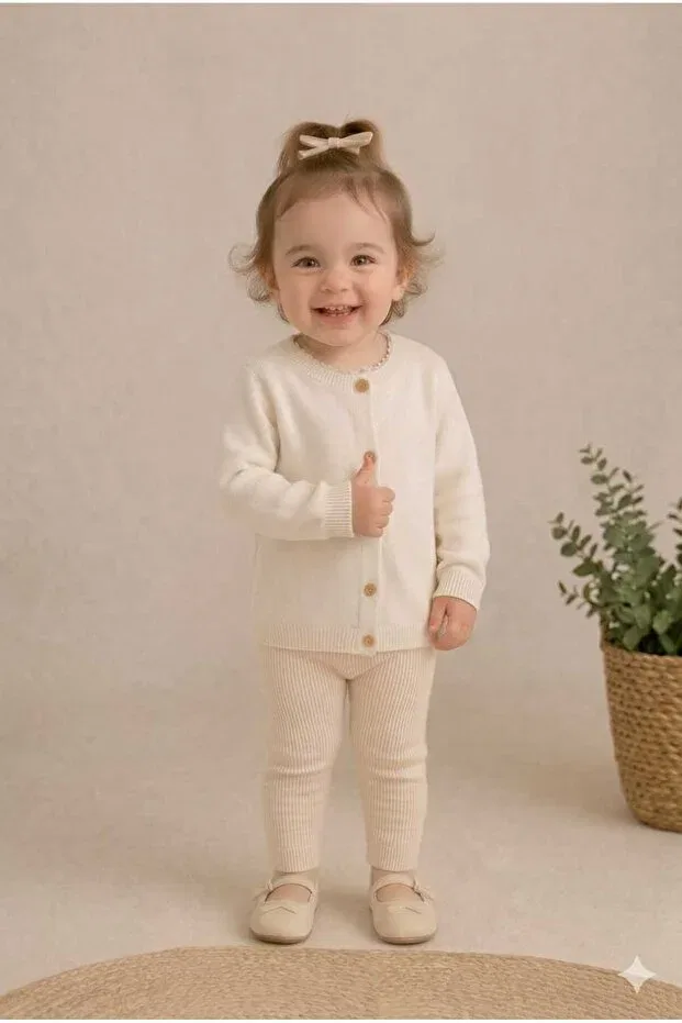 Детский кардиган для девочек хлопковый Luna tri̇ko baby cardigan Ida Triko, Ecru