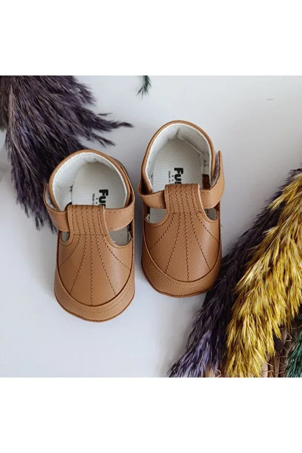 Детские пинетки для девочек и мальчиков из экокожи Minilkabebe Elegance 7387 Funny, Taba — фото 4
