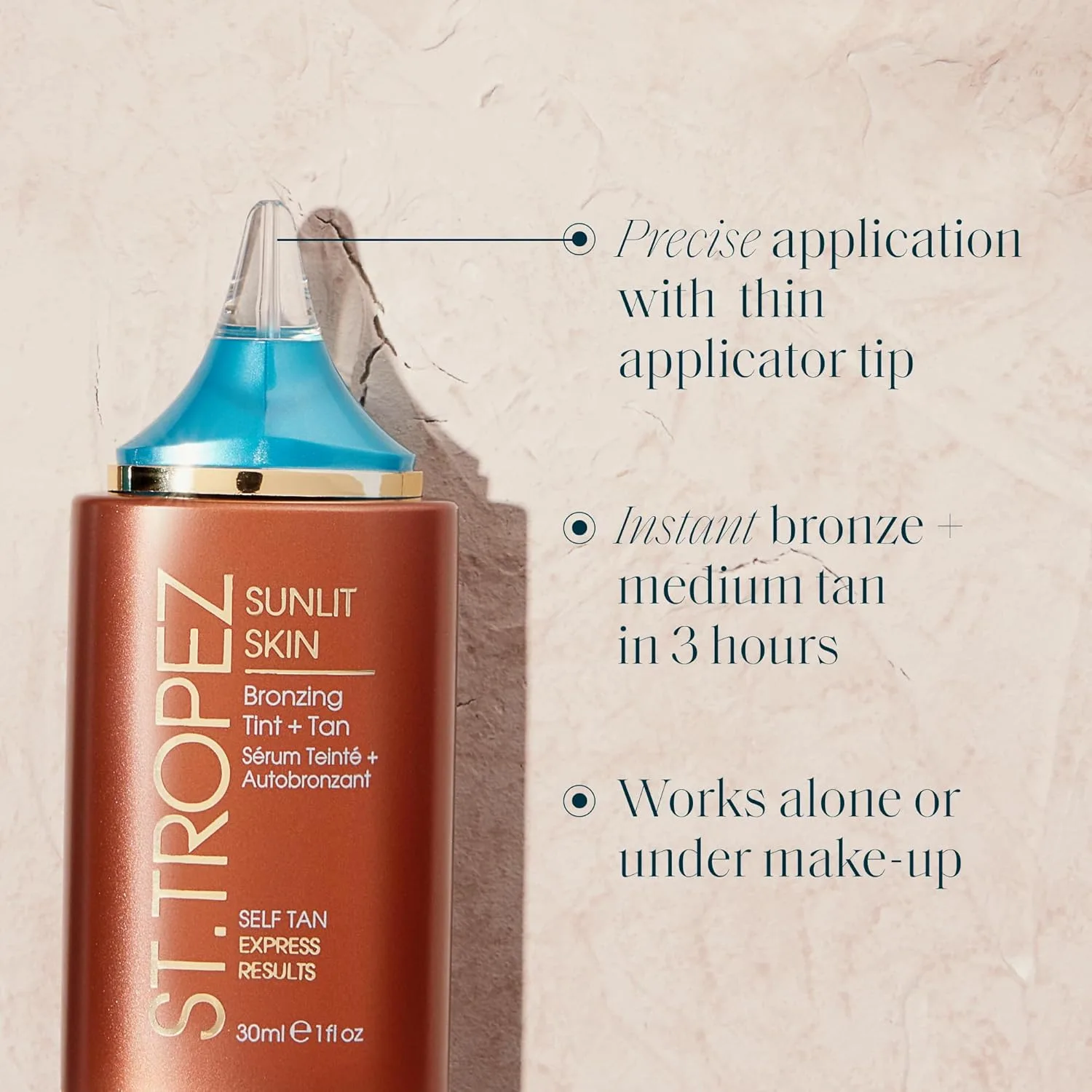 St.Tropez Sunlit Skin Бронзирующий тинт и жидкий бронзер для лица и кожи, создающий эффект загара благодаря гиалуроновой кислоте, 1 жидкая унция 29,6 мл (1 шт.) — фото 4
