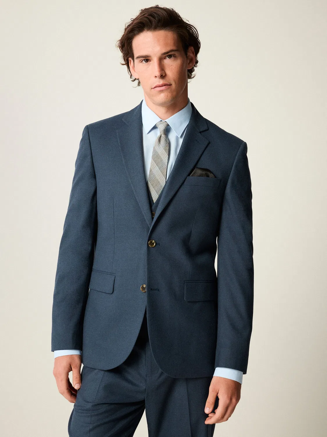 Пиджак Slim Fit из текстурированного фланели Next, синий