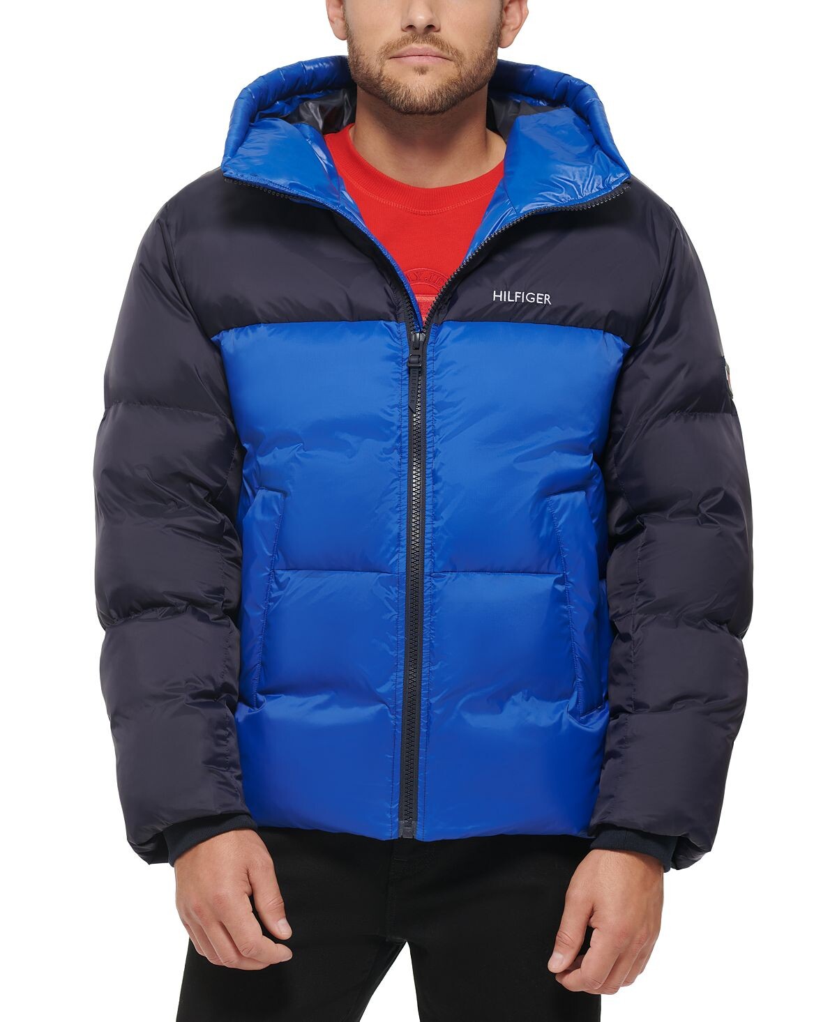 

Мужская пуховая куртка с цветными блоками и капюшоном Tommy Hilfiger, мульти