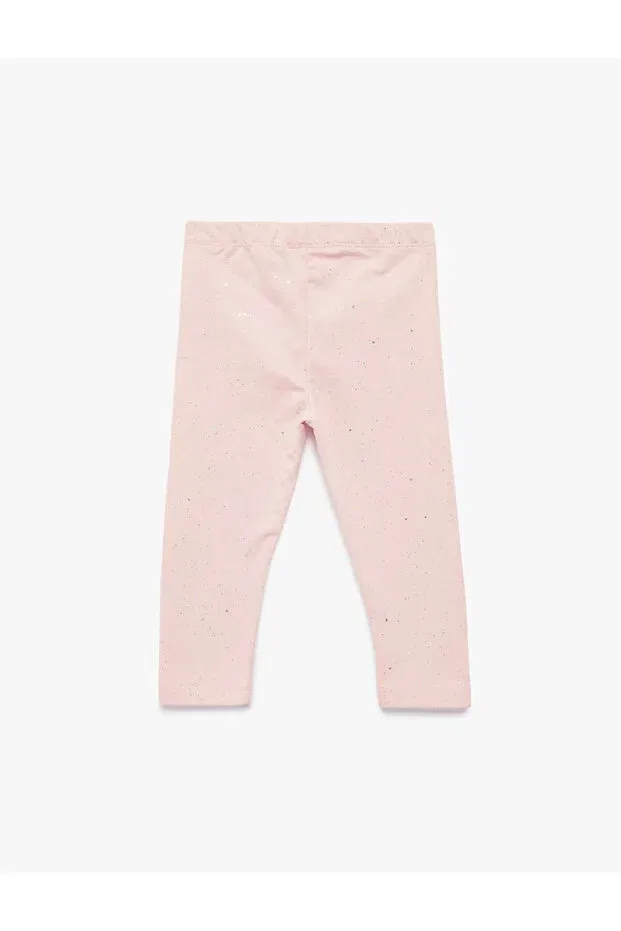 Детские леггинсы для девочек с принтом Glitter detailed pink baby girl leggings 6smg40001ak Koton, Rose — фото 2