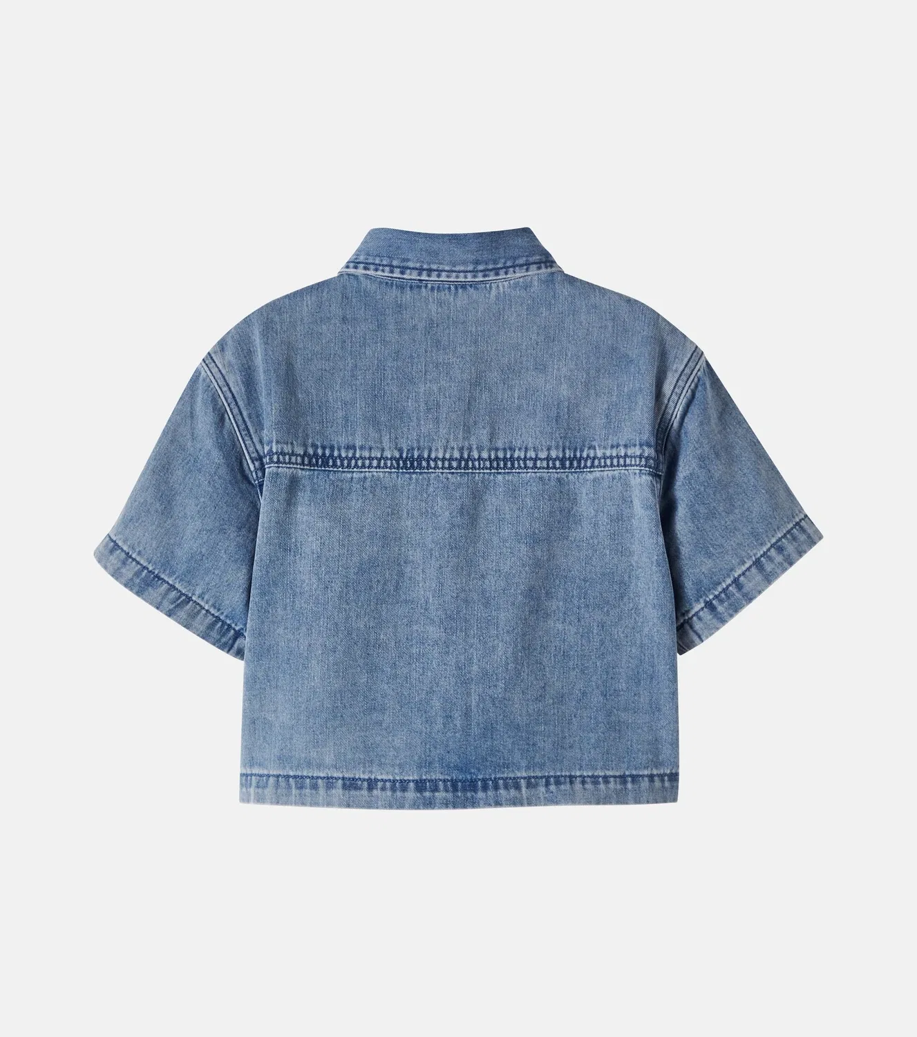 Джинсовая рубашка с вышивкой-аппликацией Stella Mccartney Kids, синий — фото 3