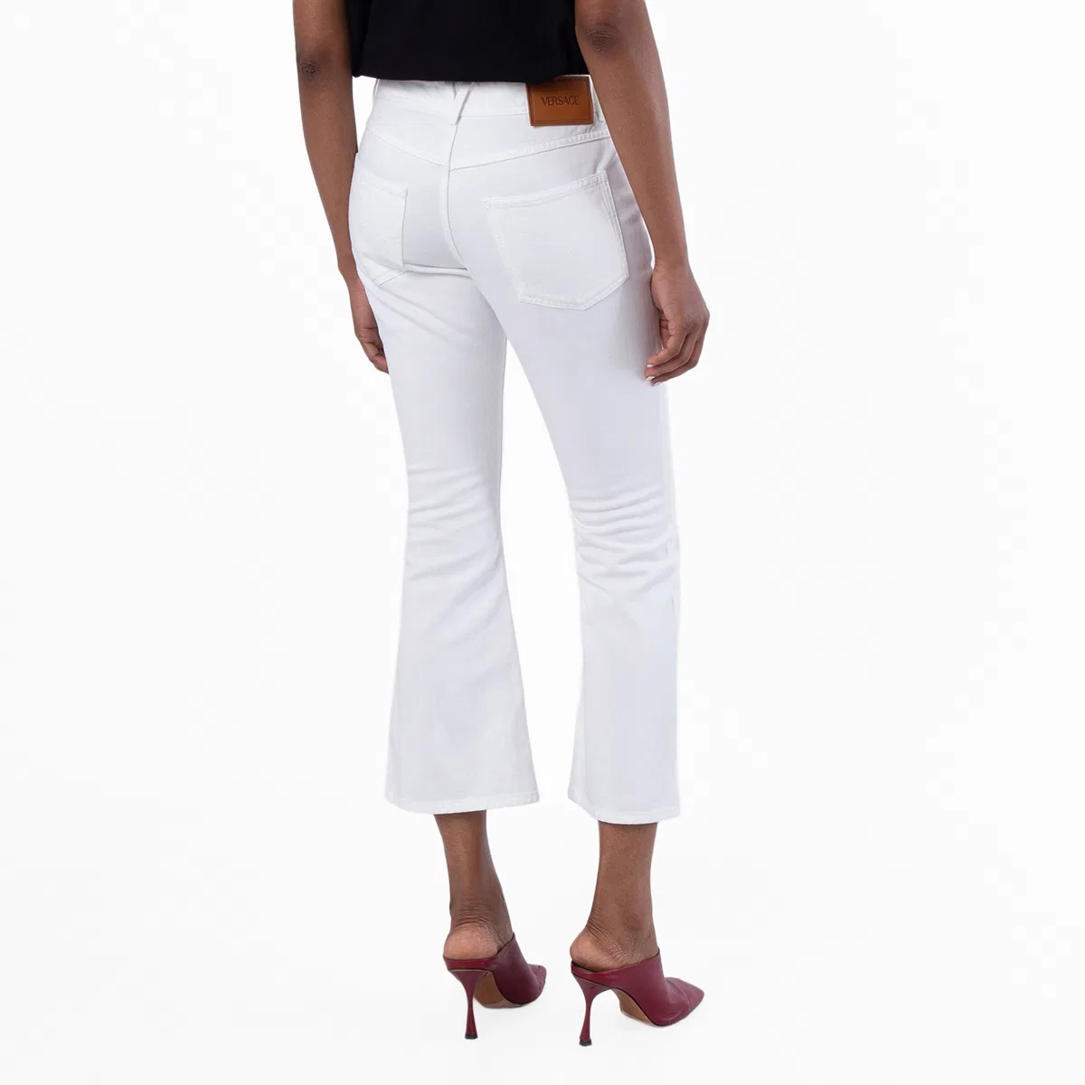 Джинсы клеш укороченные White Cropped Flared Jeans Versace, White — фото 4