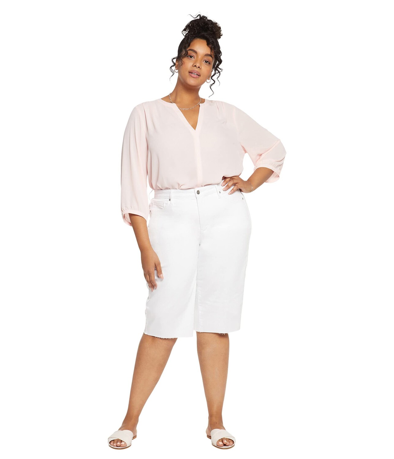 

Шорты NYDJ Plus Size, Plus Size Kristie 80s Bermuda in Optic White