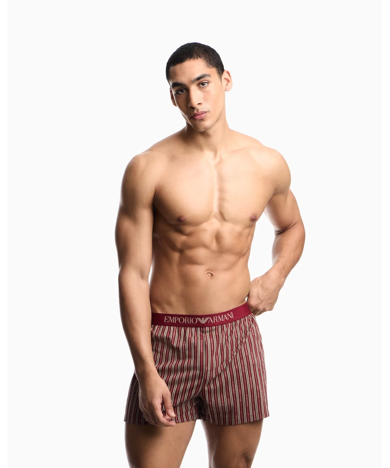 Мужские трусы-боксеры с принтом Cotton EMPORIO ARMANI, Red