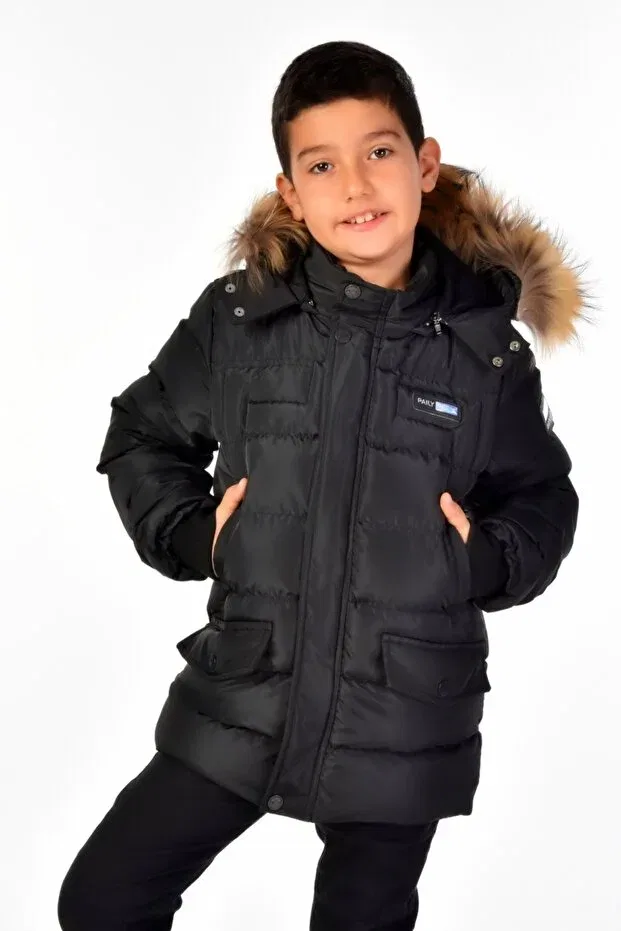 Детское пуховое пальто для девочек с капюшоном Benitto Kids, Black