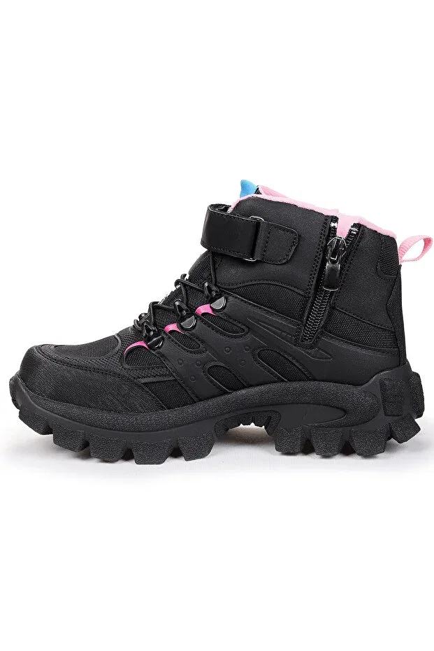 Детские спортивные ботинки для девочек с термостелькой Kiko Kids, Black - Fuchsia — фото 4