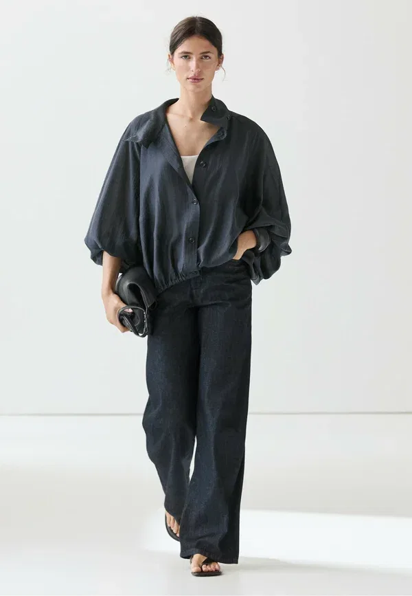 Куртка из лиоцелла Transparent bomber jacket Massimo Dutti, темно-синий — фото 2