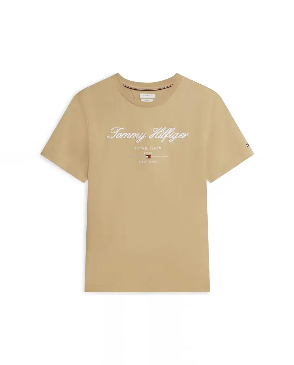 Мужская футболка с коротким рукавом с вышивкой Tommy Hilfiger, Beige — фото 4