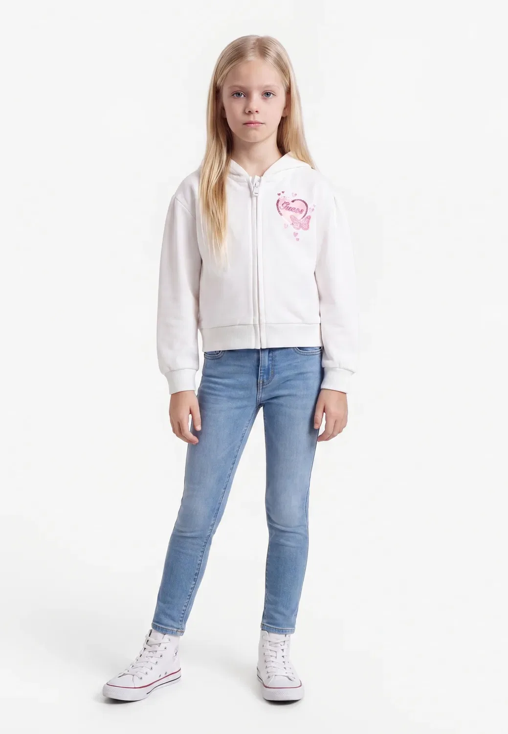 Спортивная толстовка с капюшоном на молнии Guess, Pure White