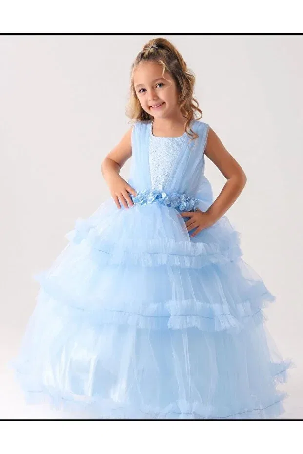 Детское платье для девочек кружевное Lisakids, Babe Blue