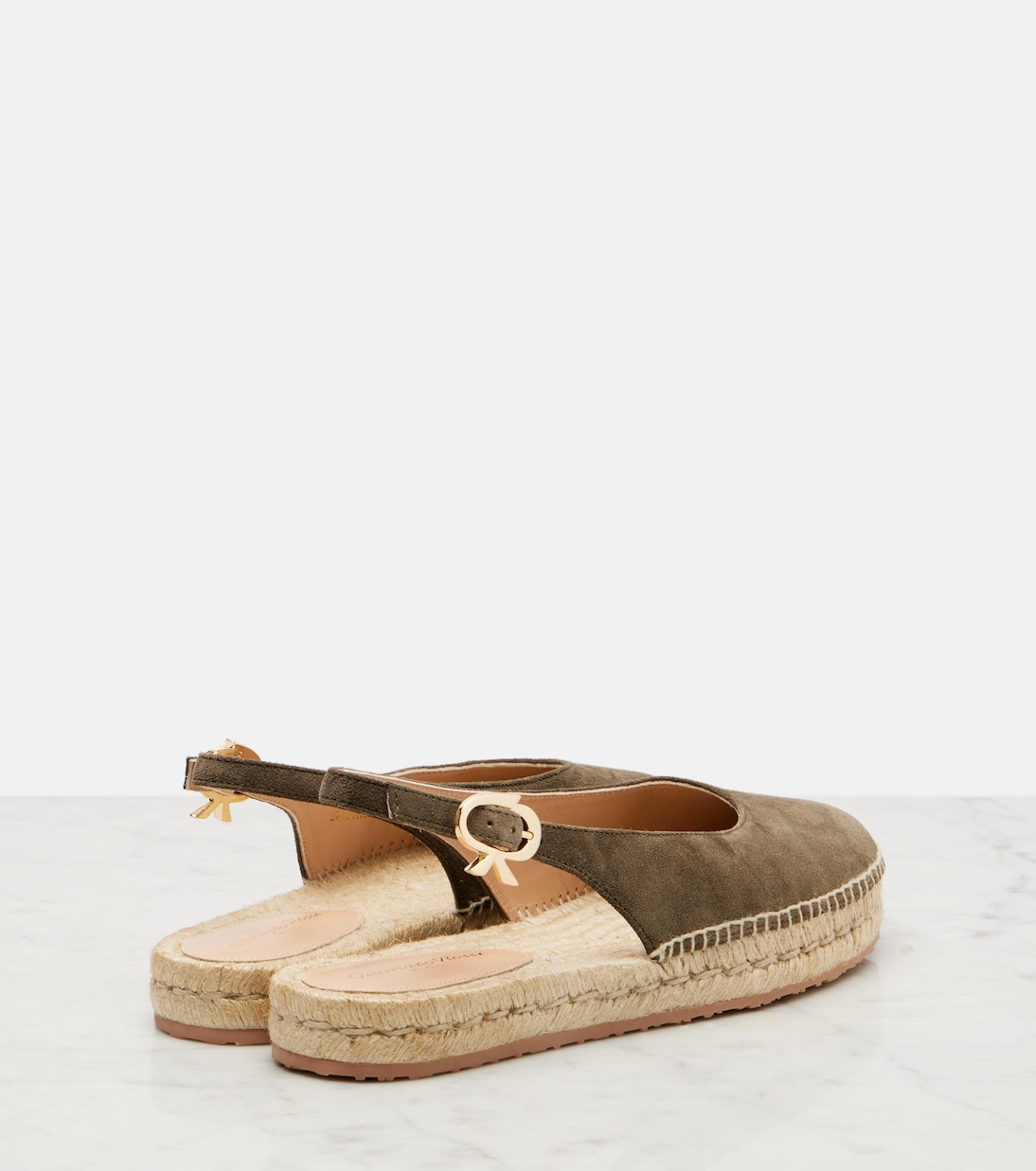 Паз замшевые сланцы на шлейках с эспадрильями Gianvito Rossi, Dark Olive+Naturale — фото 2